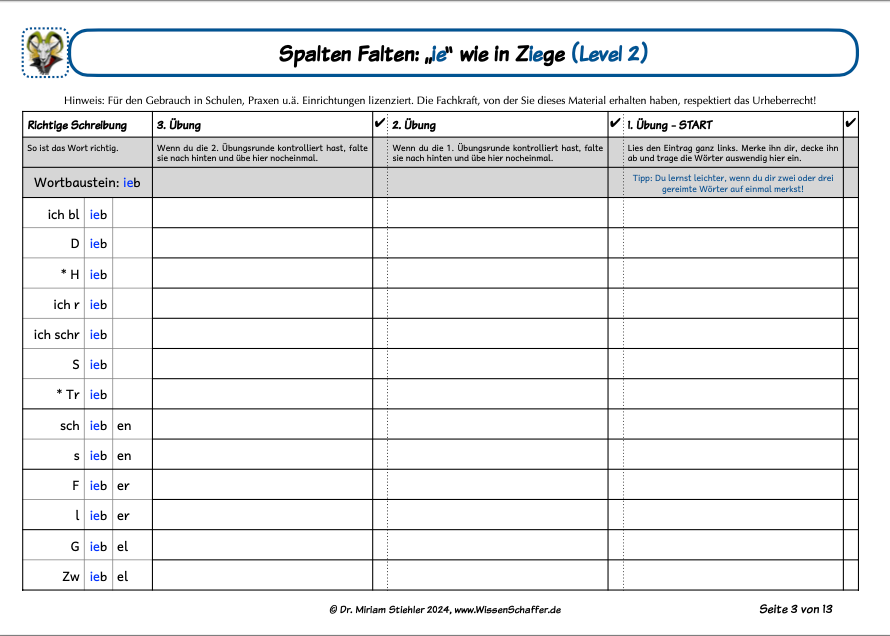 SpaltenFalten 2.7 langes "ie" wie in "Ziege" - Download