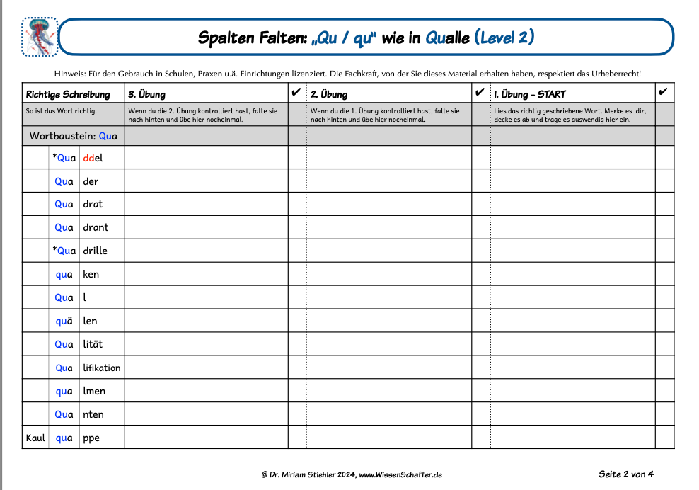 SpaltenFalten 2.9 "Qu" wie in "Qualle" - Download