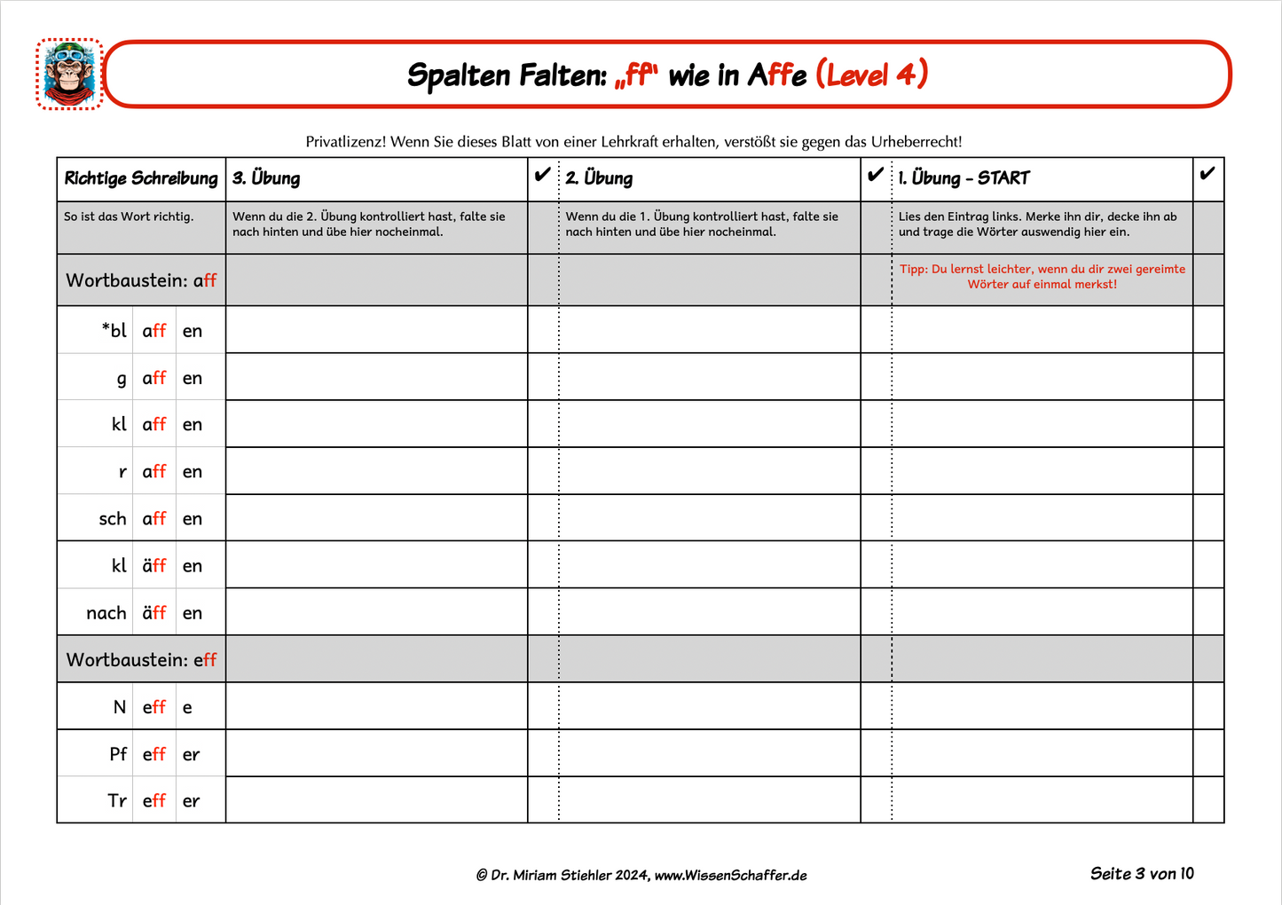 SpaltenFalten 4.1 Konsonanten-Verdopplung "ff" wie in "Affe" - Download