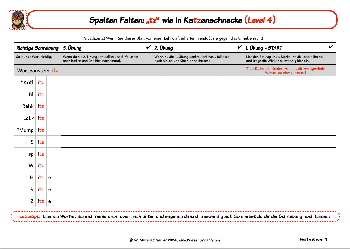 SpaltenFalten 4.2 "tz" wie in "Katzenschnecke" - Download