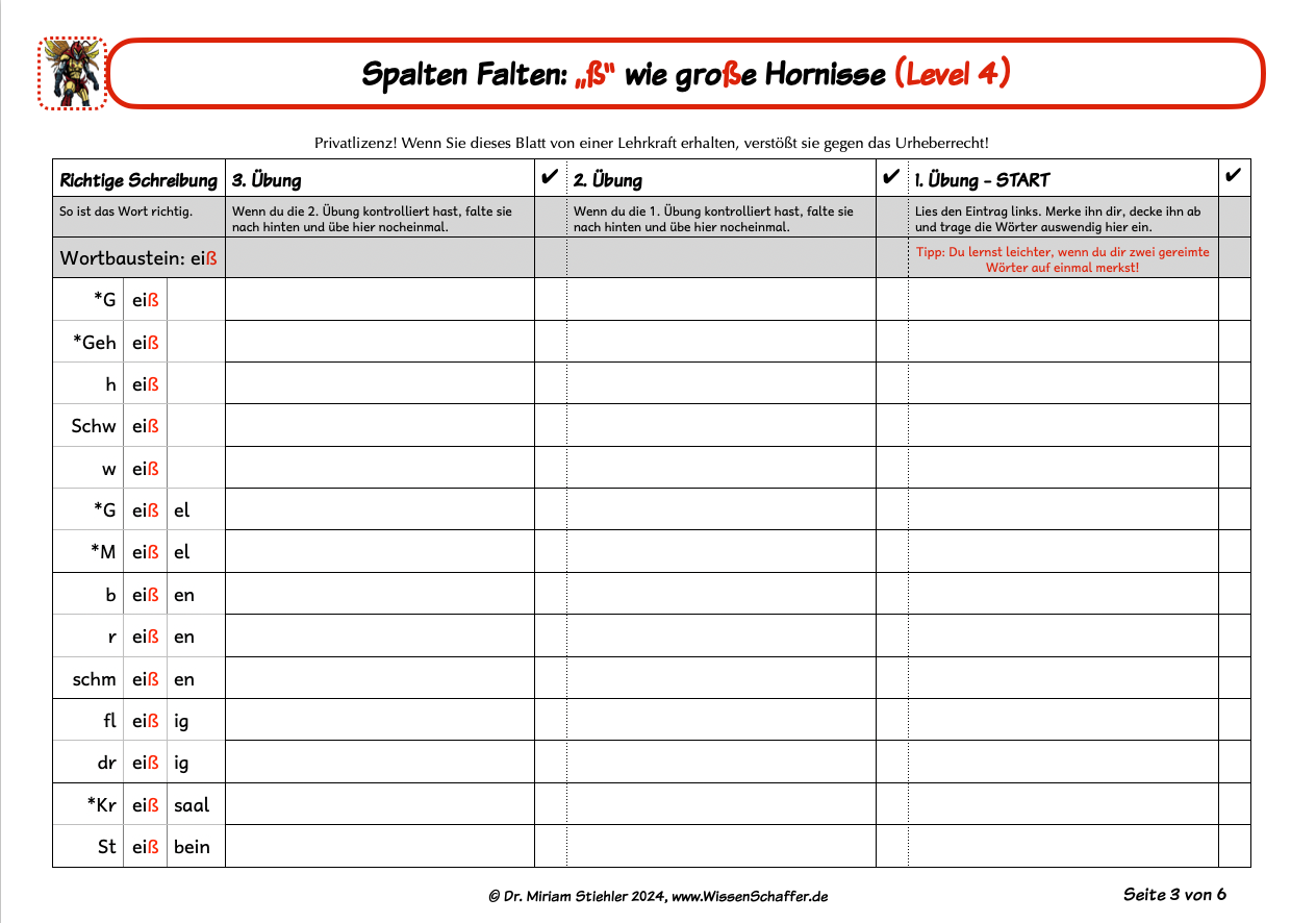 SpaltenFalten 4.3 scharfes "ß" wie in "große Hornisse" - Download