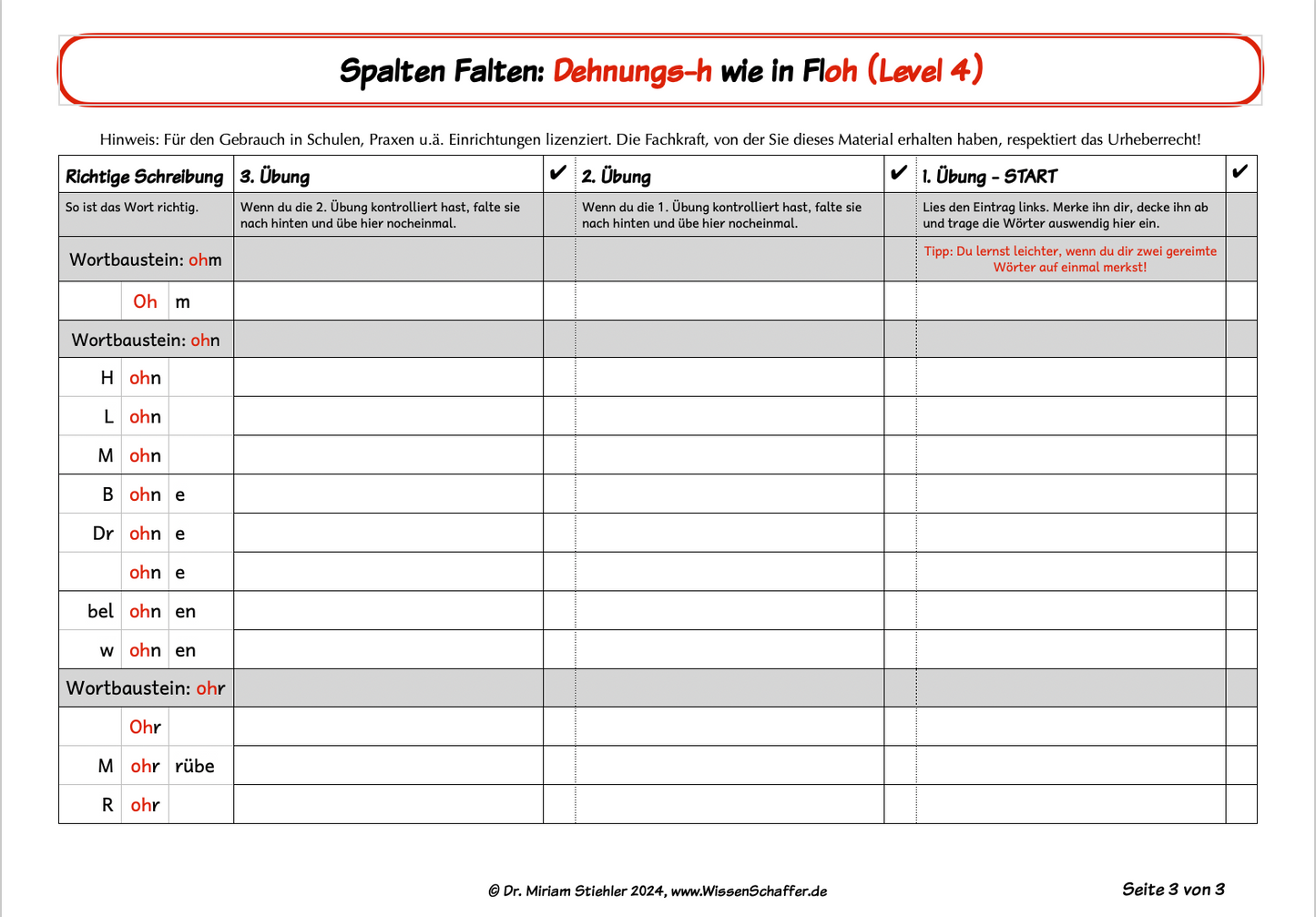 SpaltenFalten 4.4 Dehnungs-h "oh" wie in "Floh" - Download