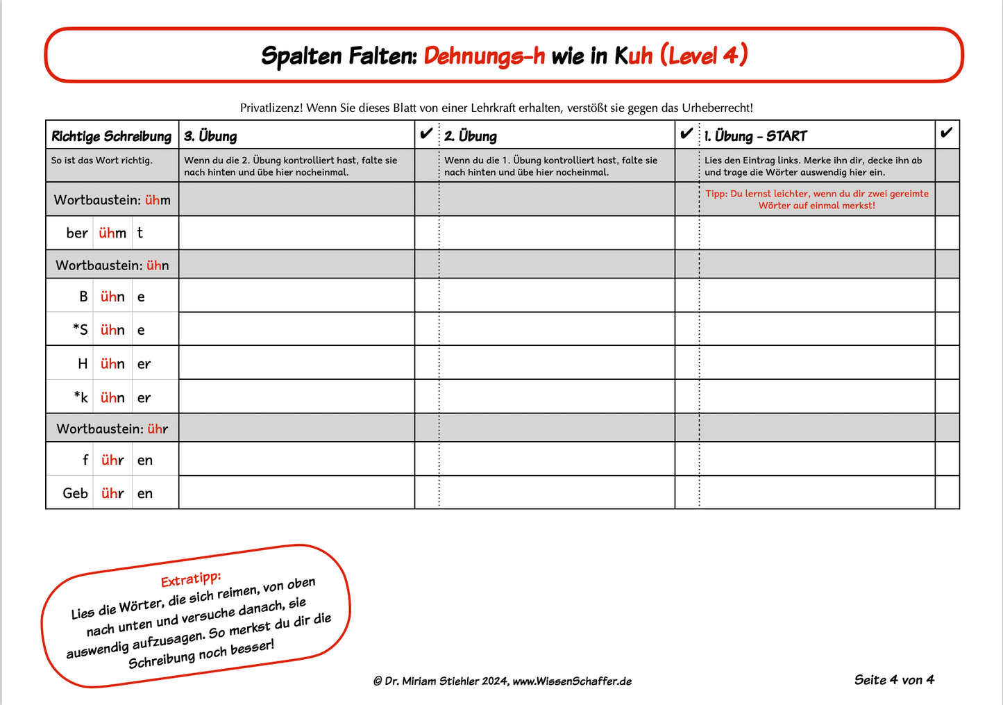 SpaltenFalten 4.4 Dehnungs-h "uh" wie in "Kuh" - Download