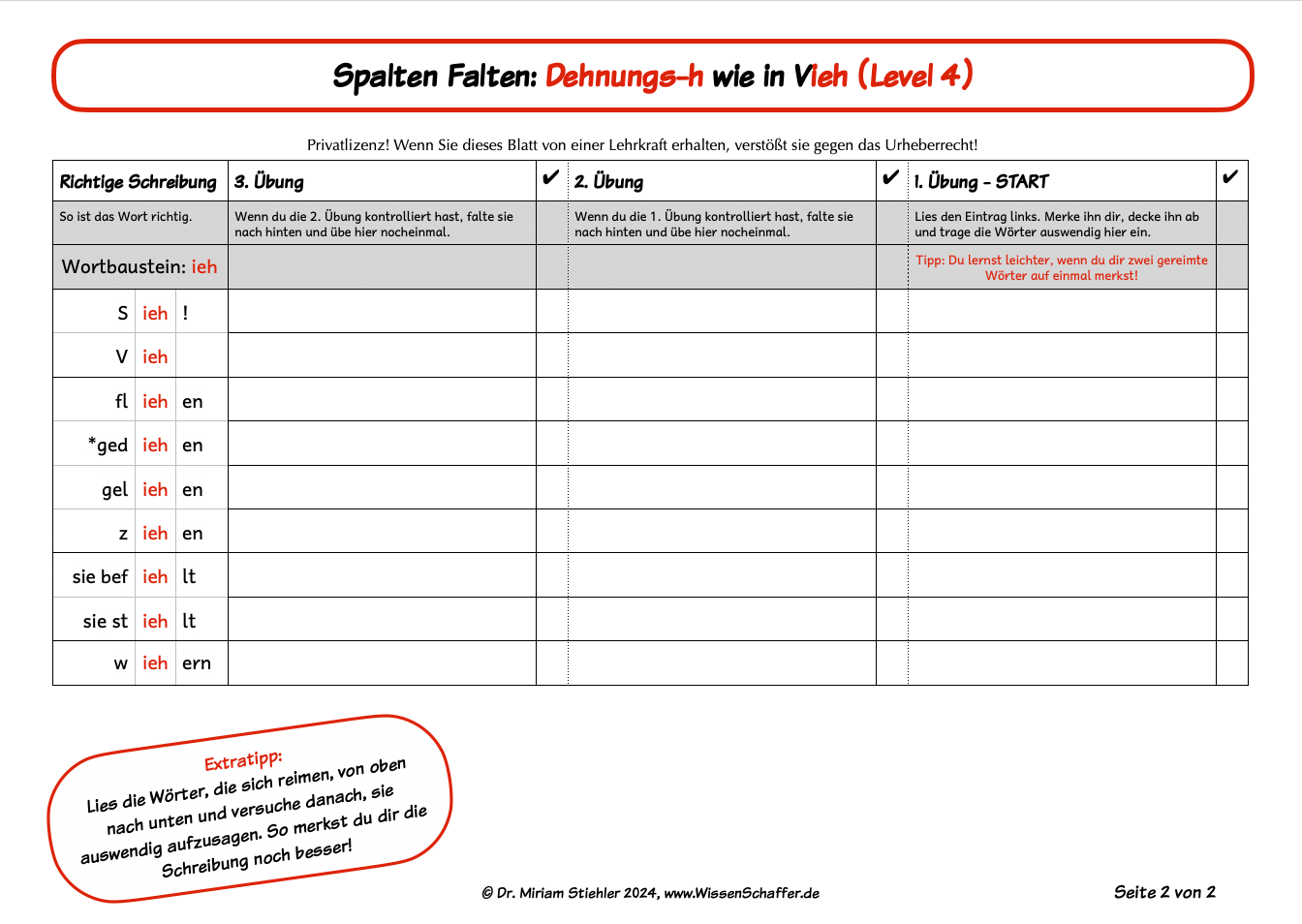 SpaltenFalten 4.4 Dehnungs-h "ieh" wie in "Vieh" - Download