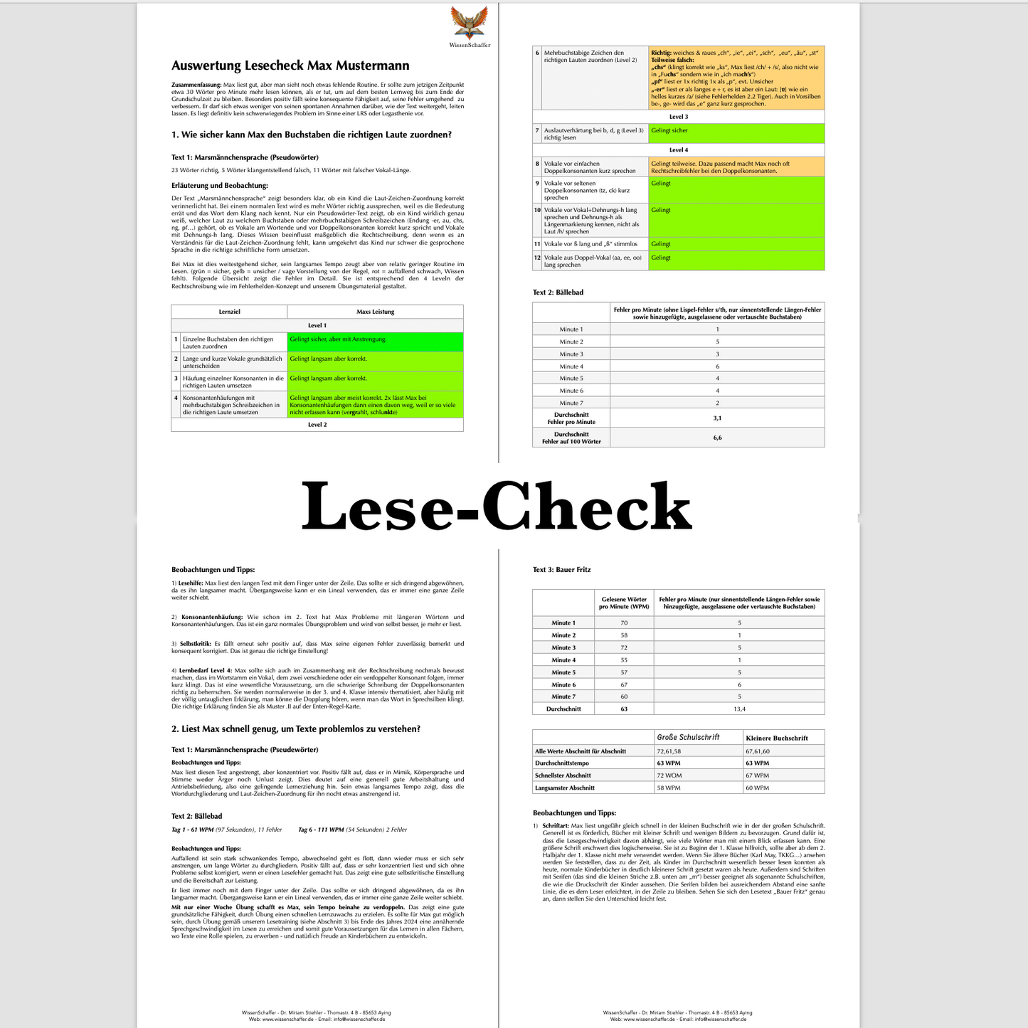 Rechtschreib-Analyse für Schüler 2.-9. Klasse