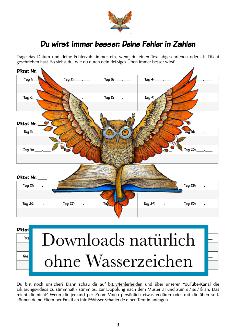 Diktat-Paket zu v/f/ph, ie, Qu, Endungen -er, -em, -en, s/ss/ß