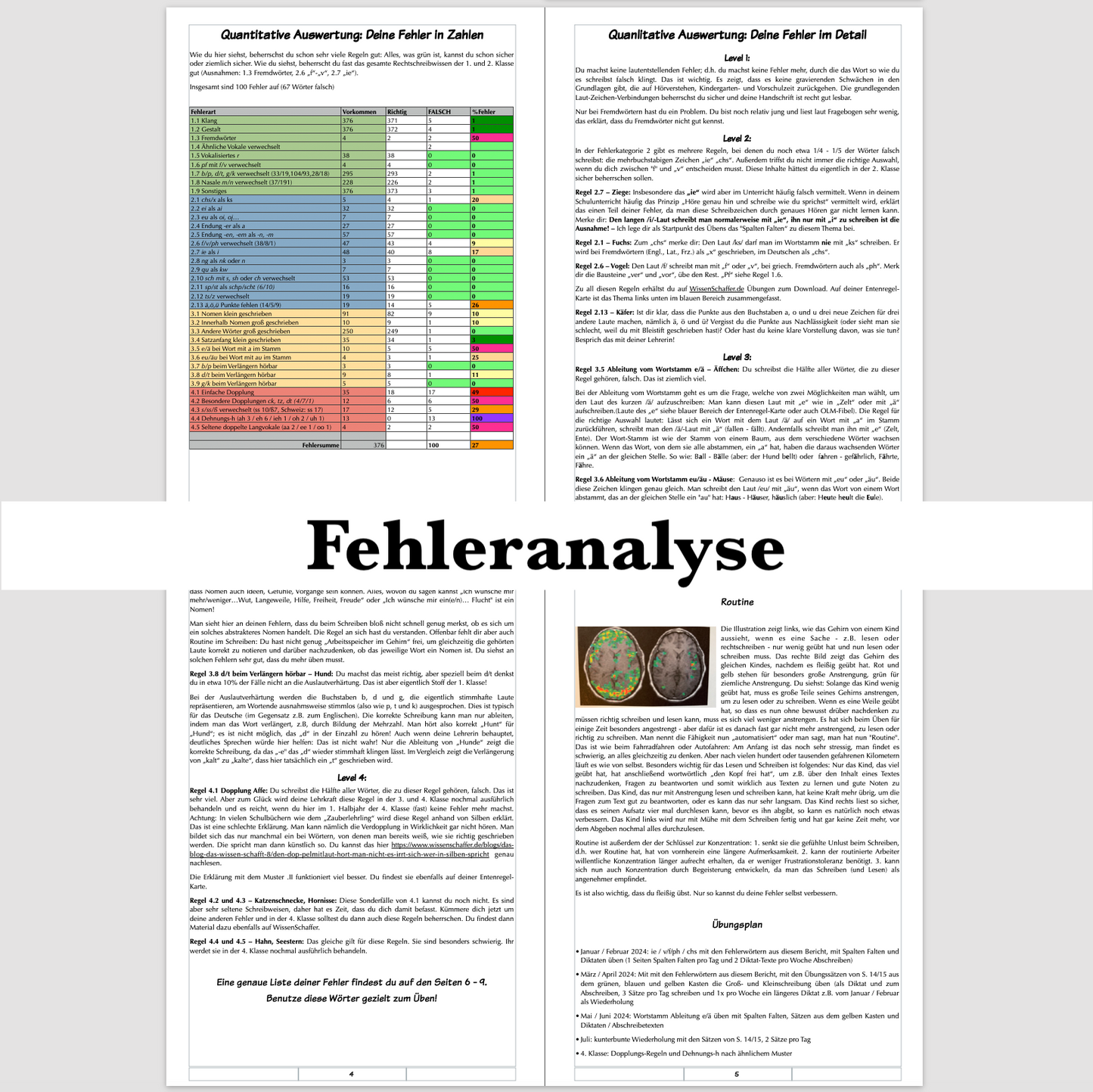 Rechtschreib-Analyse für Schüler 2.-9. Klasse