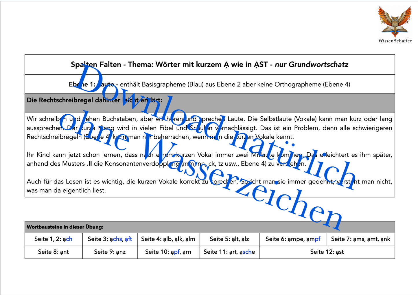 Kurzes A wie in AST - SpaltenFalten Download