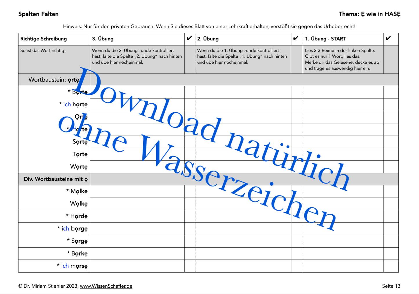 Kurzes E wie in HASE - SpaltenFalten Download