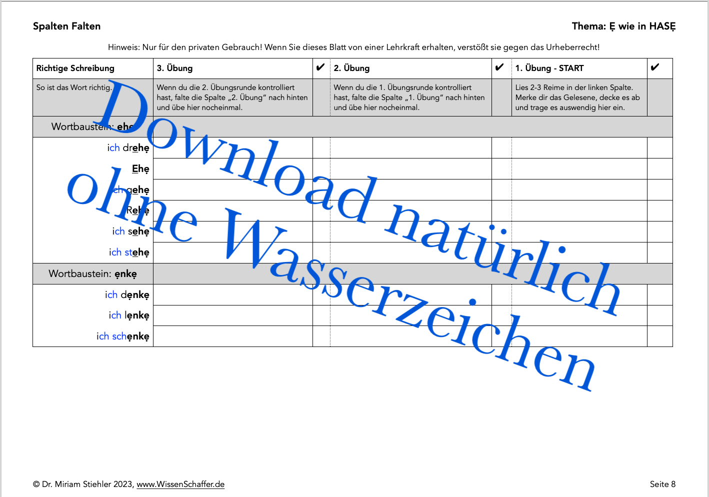 Kurzes E wie in HASE - SpaltenFalten Download