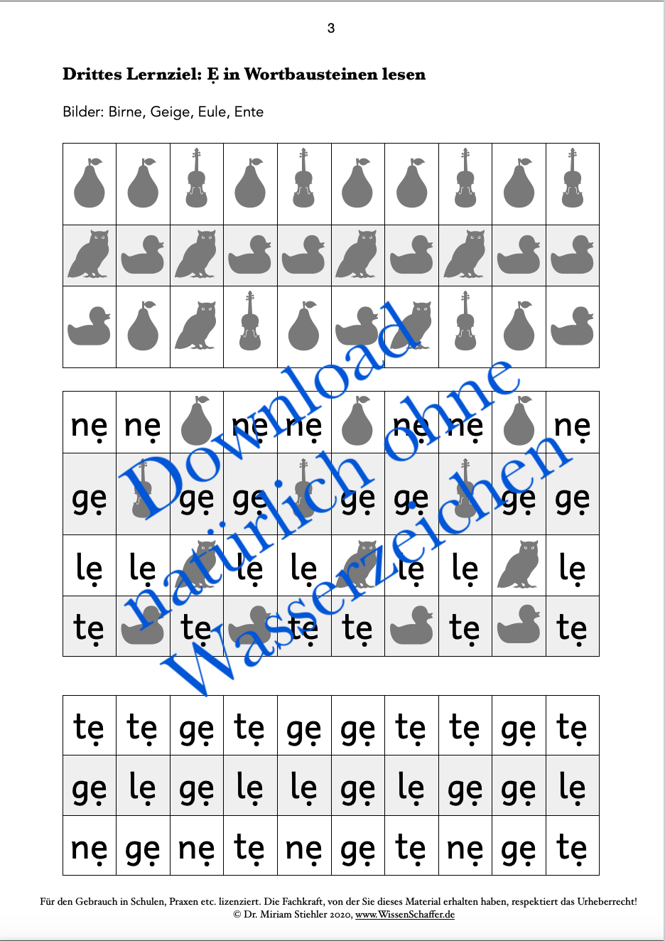 Leseübungen zum Kurzen E wie in HASE - Download