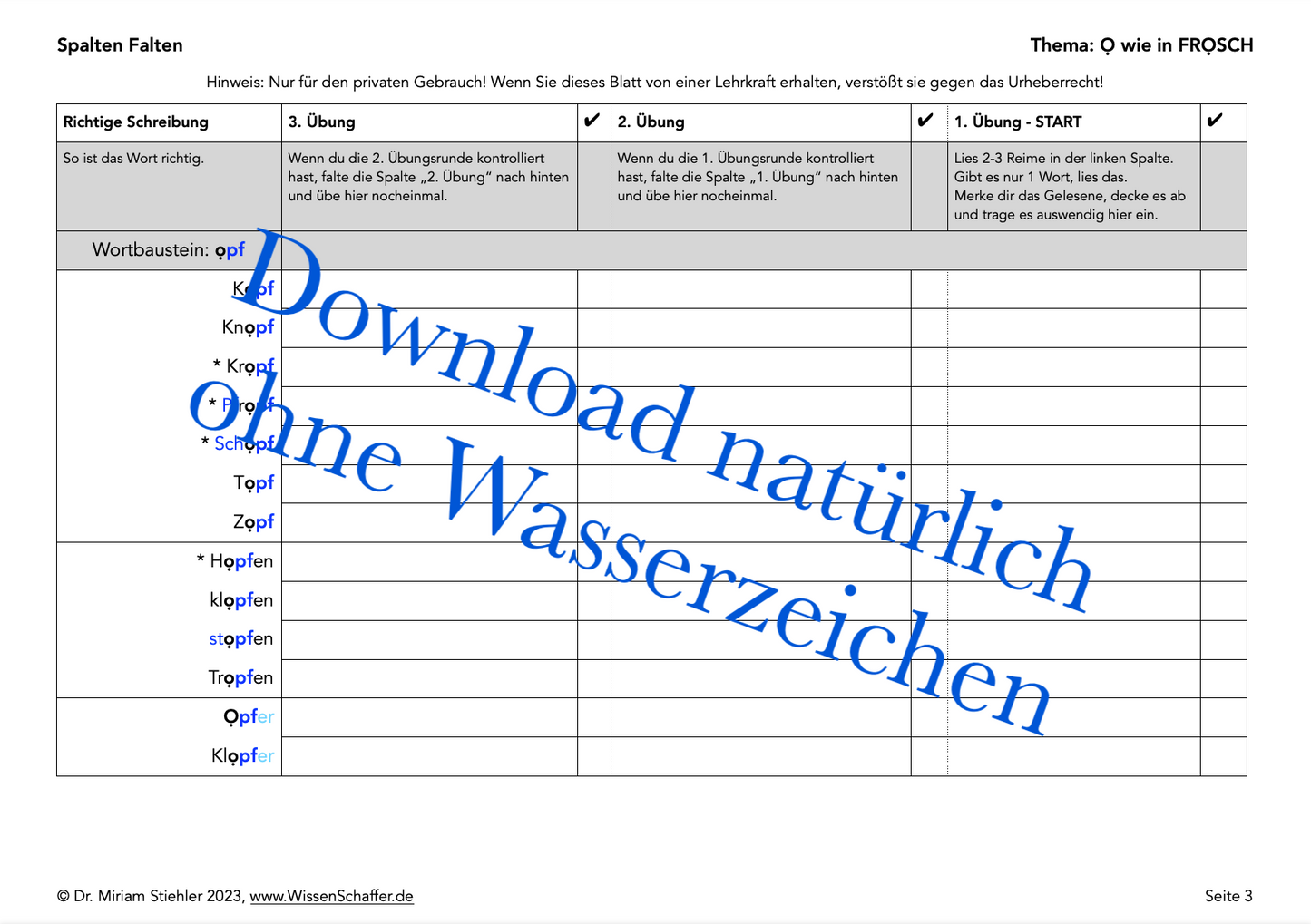 Kurzes O wie in FROSCH - SpaltenFalten Download