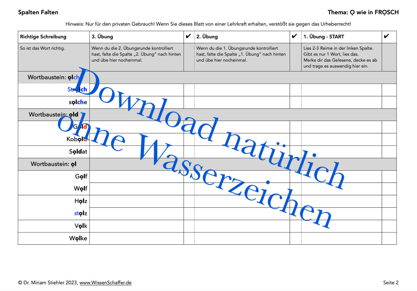 Kurzes O wie in FROSCH - SpaltenFalten Download