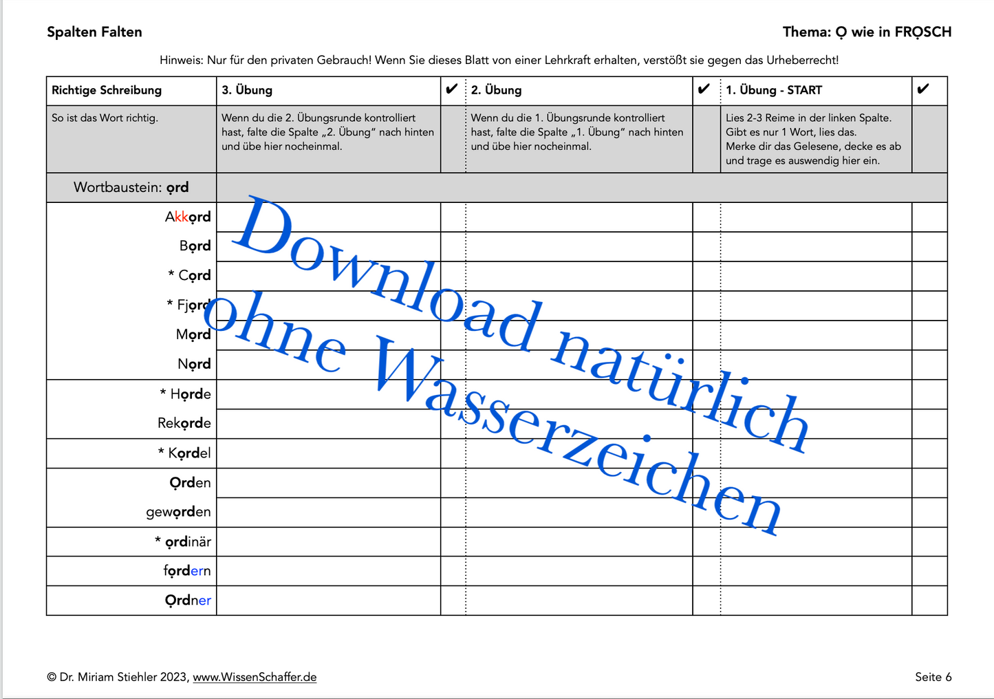 Kurzes O wie in FROSCH - SpaltenFalten Download