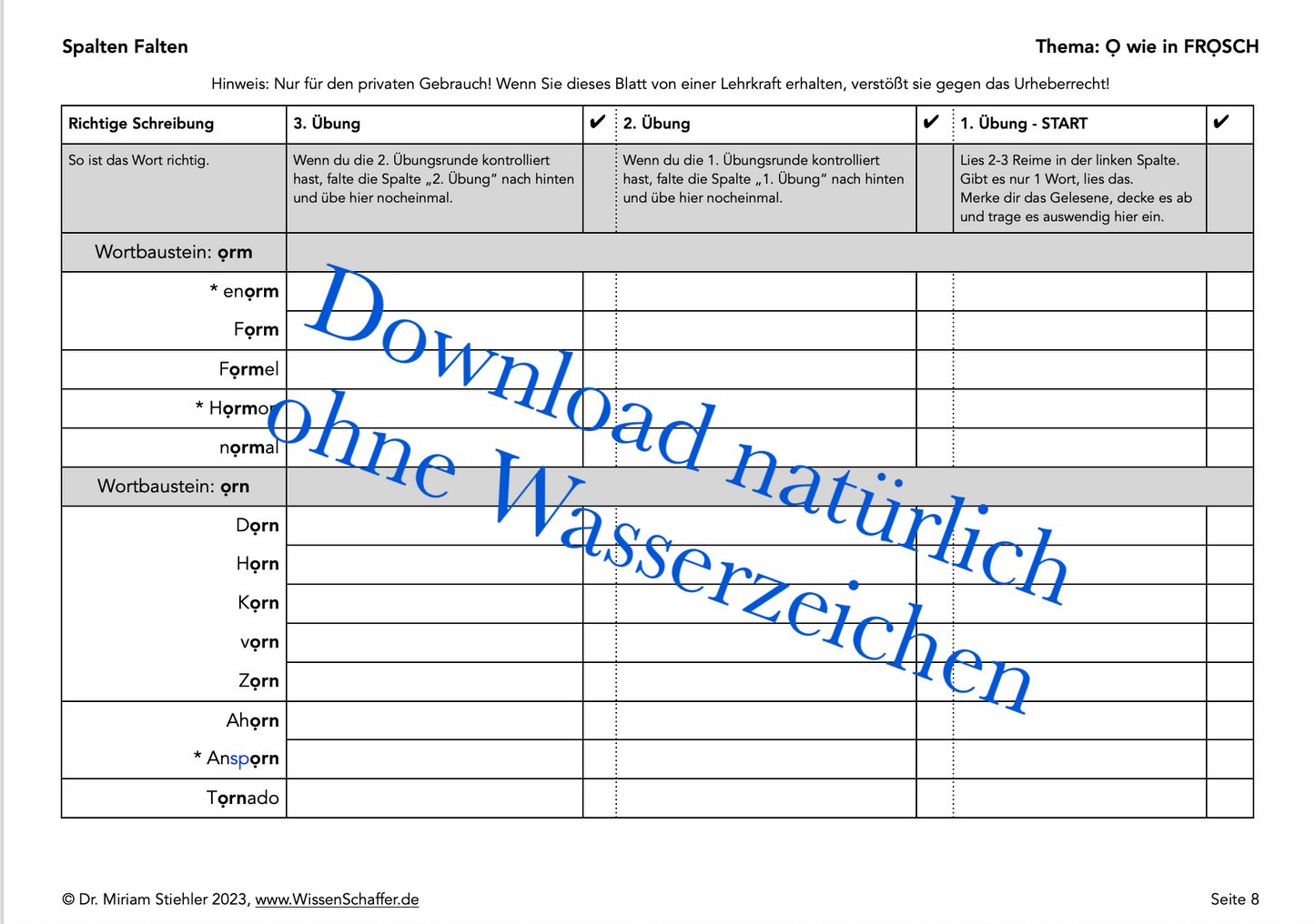 Kurzes O wie in FROSCH - SpaltenFalten Download