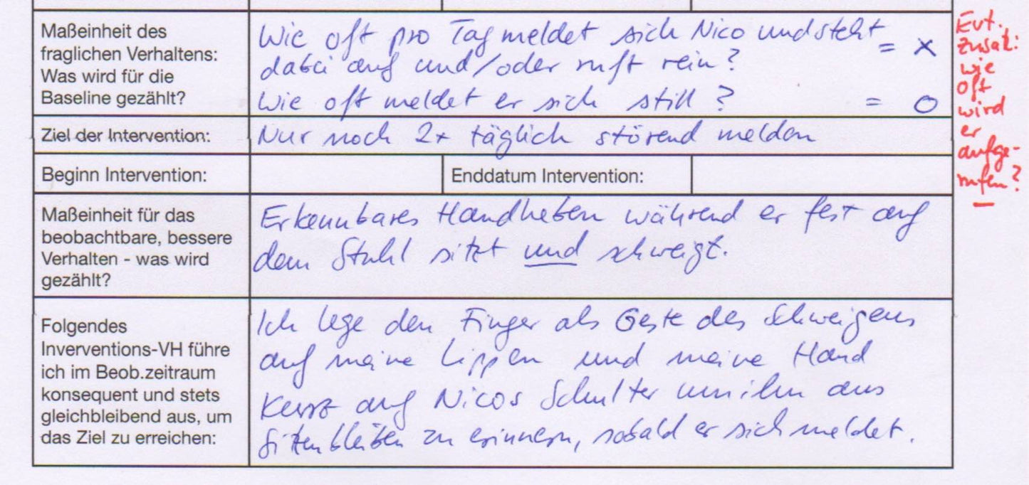 Beobachtungsbogen zur systematischen Verhaltensänderung (Download)