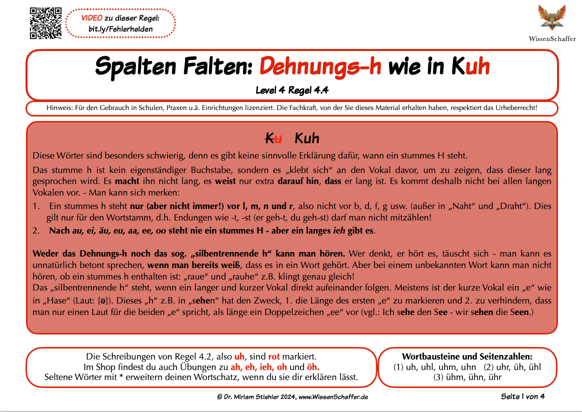 SpaltenFalten 4.4 Dehnungs-h "uh" wie in "Kuh" - Download