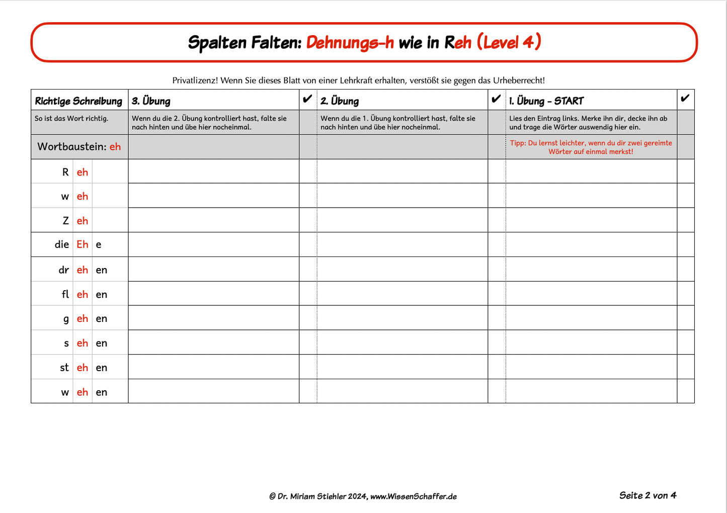 SpaltenFalten 4.4 Dehnungs-h "eh" wie in "Reh" - Download