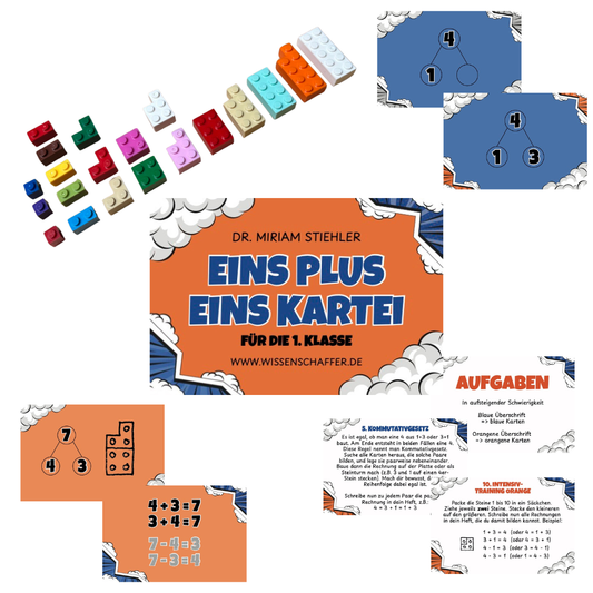 EinsPlusEins Kartei - 80 Karten + 20 exklusive Rechensteine