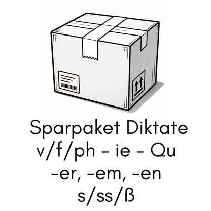 Sparpaket: Alle Diktate zu v/f/ph, ie, Qu, Endungen -er, -em, -en, s/ss/ß