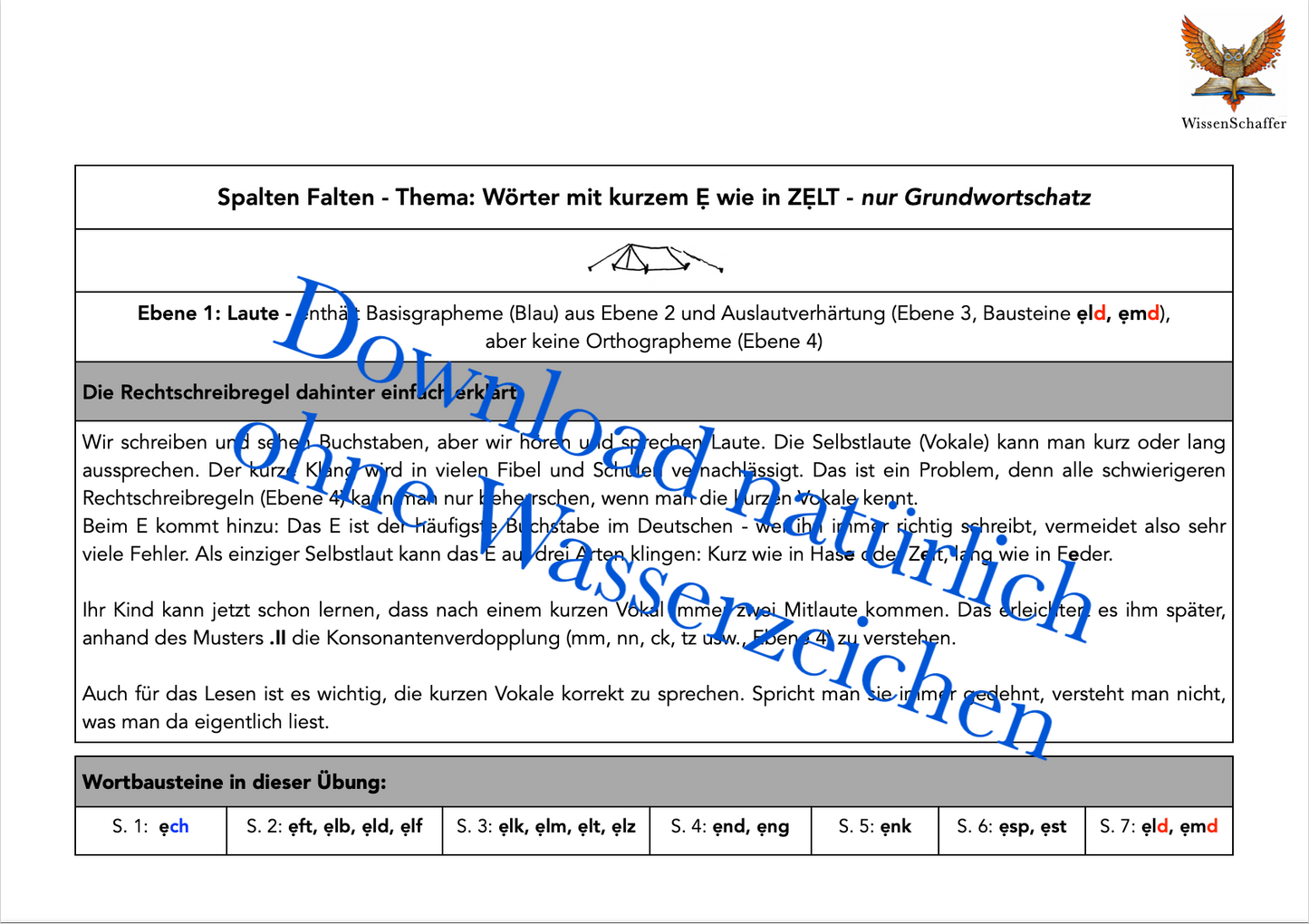 zelt falten Kurzes E wie in ZELT